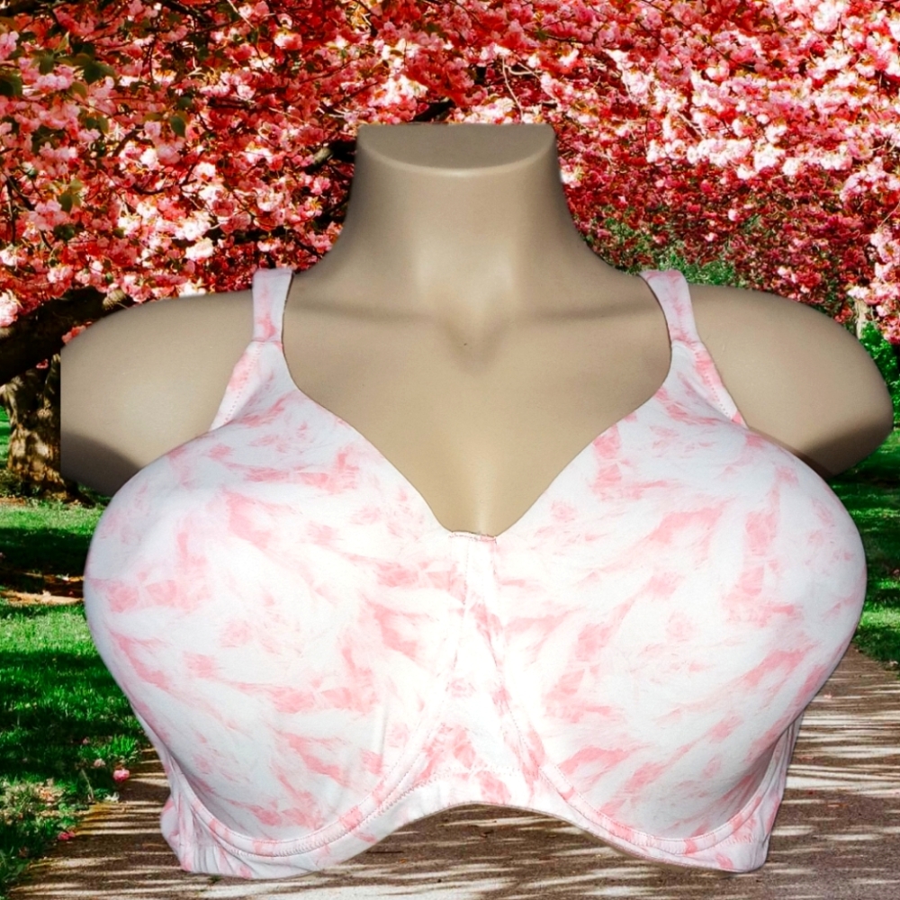 Leading Lady 52D Pink with white feathers Bra